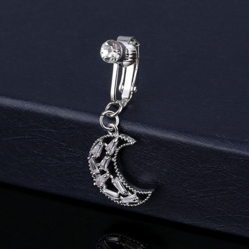 Nokte za pupak bez piercinga za žene Zlatno srebrna boja Bikini bijeli cirkon Mjesec leptir resica pupak nokat nakit za tijelo