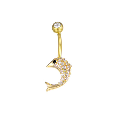Piercing do pupka s delfínom pre ženy, strieborný, ružovo-zlatý, bikini, biely zirkón, krátky, s piercingom do pupka, šperky