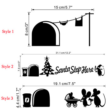 Смешни стикери за дупка на мишка Дупка за стена Карикатура Дупка на плъх Подвижен стенопис Коледен домашен декор Спалня Декорация на всекидневна Стикери