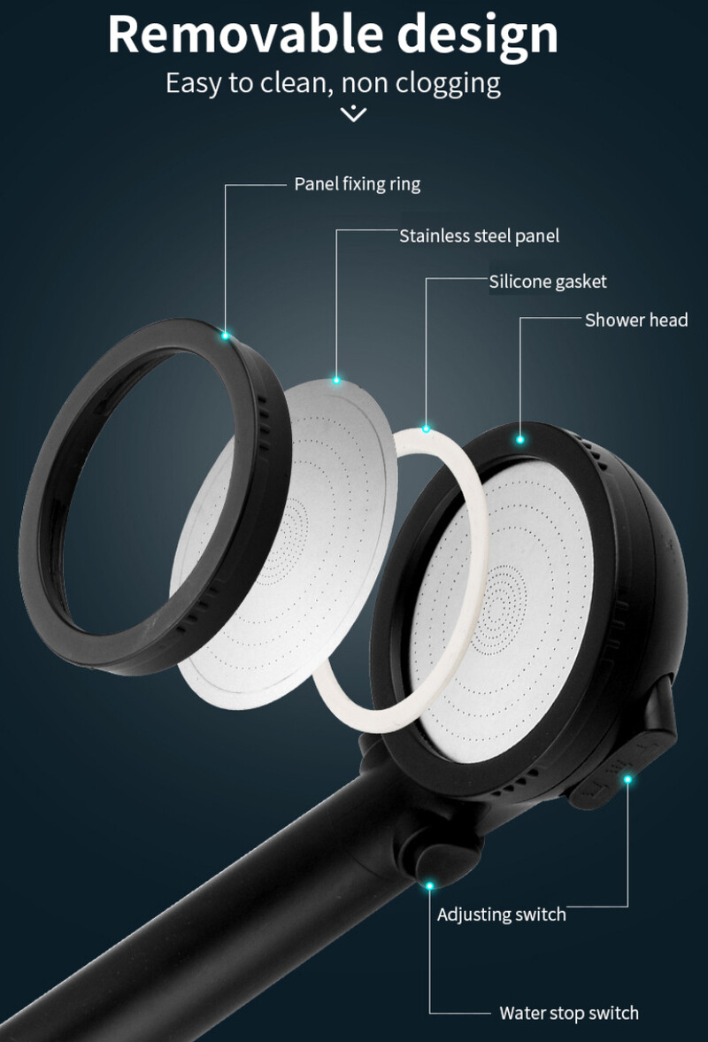Nova glava tuša s punim punjenjem i filtriranom ručnom mlaznicom za tuširanje s tri brzine Dodatak za tuširanje u kupaonici