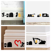 3D pelės skylutės raštas sienų lipdukai virtuvės miegamojo durų sienos kampo grindjuostės apdaila pasidaryk namų lipdukai gyvūnų vinilo freskos menas