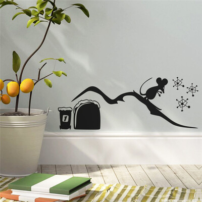 3D pelės skylutės raštas sienų lipdukai virtuvės miegamojo durų sienos kampo grindjuostės apdaila pasidaryk namų lipdukai gyvūnų vinilo freskos menas