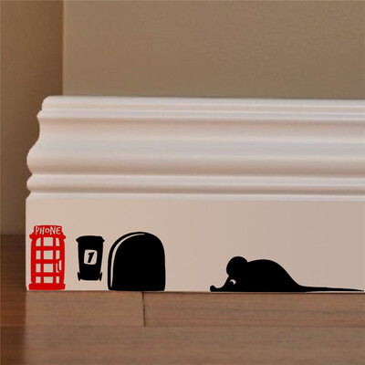 3D pelės skylutės raštas sienų lipdukai virtuvės miegamojo durų sienos kampo grindjuostės apdaila pasidaryk namų lipdukai gyvūnų vinilo freskos menas