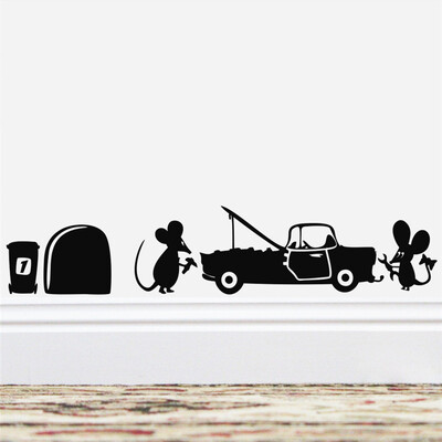 3D pelės skylutės raštas sienų lipdukai virtuvės miegamojo durų sienos kampo grindjuostės apdaila pasidaryk namų lipdukai gyvūnų vinilo freskos menas