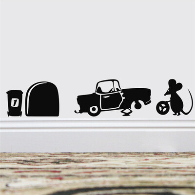 3D pelės skylutės raštas sienų lipdukai virtuvės miegamojo durų sienos kampo grindjuostės apdaila pasidaryk namų lipdukai gyvūnų vinilo freskos menas