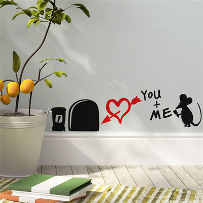 3D pelės skylutės raštas sienų lipdukai virtuvės miegamojo durų sienos kampo grindjuostės apdaila pasidaryk namų lipdukai gyvūnų vinilo freskos menas