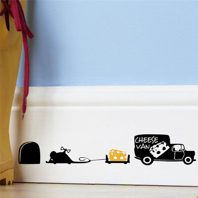 3D pelės skylutės raštas sienų lipdukai virtuvės miegamojo durų sienos kampo grindjuostės apdaila pasidaryk namų lipdukai gyvūnų vinilo freskos menas