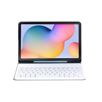 Vezeték nélküli billentyűzet Samsung Tab S6 lite 10.4 P610 P615 készülékhez Ultravékony, levehető Bluetooth billentyűzet bőrtok tollnyílással