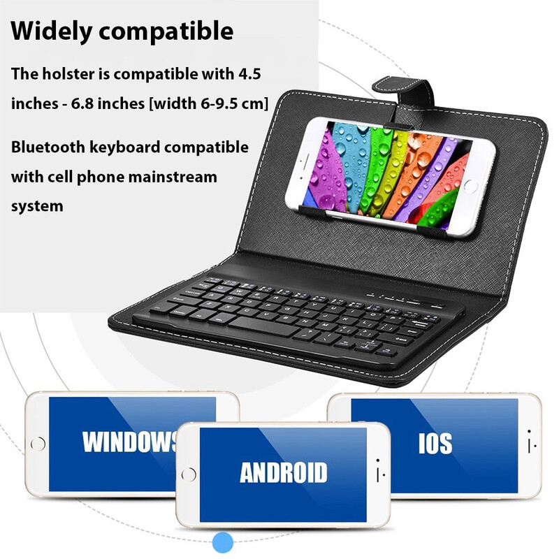 PU odinis Bluetooth belaidės klaviatūros dėklo apsauginis dangtelis, skirtas iPhone Xiaomi Samsung mobiliojo telefono palaikymo apsauginis dangtelis