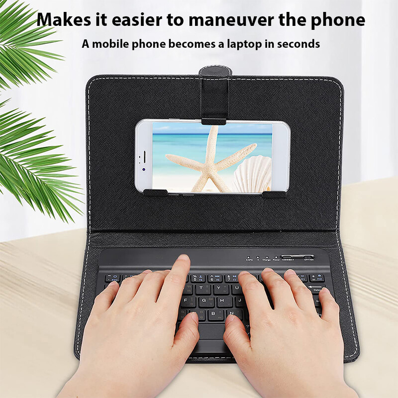 PU odinis Bluetooth belaidės klaviatūros dėklo apsauginis dangtelis, skirtas iPhone Xiaomi Samsung mobiliojo telefono palaikymo apsauginis dangtelis
