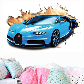 3D Supercar Vehicle Стикери за стена Див джип Счупен стенен плакат Wall Art Car Decal Стенописи за декорация на детска стая Сувенири за момчета