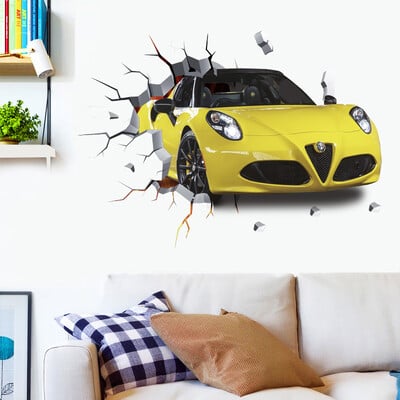 3D nálepky na stenu s vozidlom superauta, divoký jeep, rozbitý nástenný plagát, nástenné umenie, nálepka na auto do detskej izby, nástenné maľby, darčeky pre chlapcov.