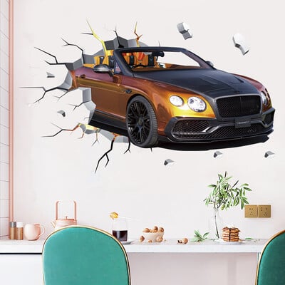 3D nálepky na stenu s vozidlom superauta, divoký jeep, rozbitý nástenný plagát, nástenné umenie, nálepka na auto do detskej izby, nástenné maľby, darčeky pre chlapcov.