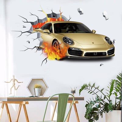 3D nálepky na stenu s vozidlom superauta, divoký jeep, rozbitý nástenný plagát, nástenné umenie, nálepka na auto do detskej izby, nástenné maľby, darčeky pre chlapcov.
