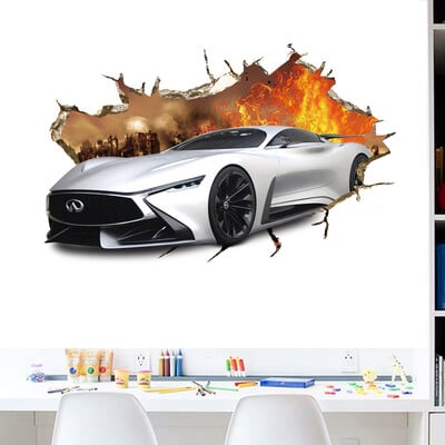 3D nálepky na stenu s vozidlom superauta, divoký jeep, rozbitý nástenný plagát, nástenné umenie, nálepka na auto do detskej izby, nástenné maľby, darčeky pre chlapcov.