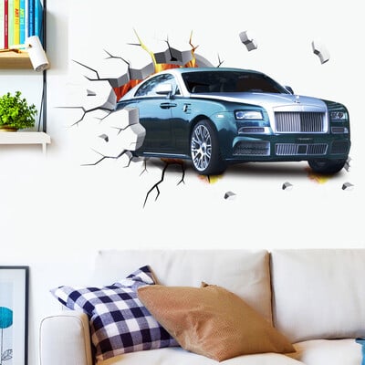 3D nálepky na stenu s vozidlom superauta, divoký jeep, rozbitý nástenný plagát, nástenné umenie, nálepka na auto do detskej izby, nástenné maľby, darčeky pre chlapcov.