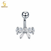 Λευκό CZ Ζιργκόν Πεταλούδα Φιόγκος Ομφαλός Δαχτυλίδι 14G G23 Titanium Barbell Piercing Γυναικείο Κοσμήματα σώματος Pircing Ombligo