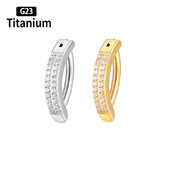 G23 Titano Auskarų vėrimas 14G Dvigubos eilės CZ Sagos žiedai Atvirkščiai išlenkta bamba 10mm Strypo ilgio Štangos kūno papuošalų auskarai