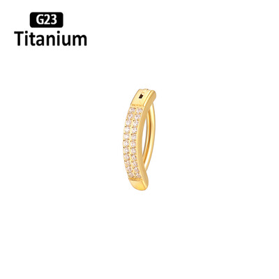 G23 Titano Auskarų vėrimas 14G Dvigubos eilės CZ Sagos žiedai Atvirkščiai išlenkta bamba 10mm Strypo ilgio Štangos kūno papuošalų auskarai