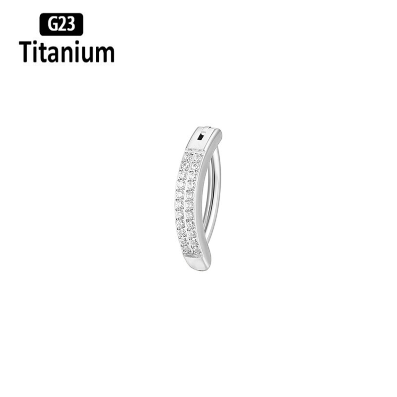 G23 Titano Auskarų vėrimas 14G Dvigubos eilės CZ Sagos žiedai Atvirkščiai išlenkta bamba 10mm Strypo ilgio Štangos kūno papuošalų auskarai