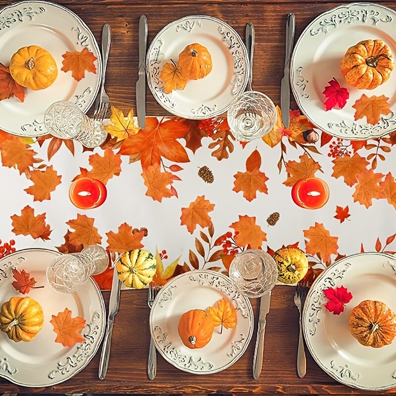 Φθινοπωρινά Φύλλα Ευχαριστιών λινό Τραπέζι Runners Φθινοπωρινό Maple Leaf Dresser Κασκόλ διακόσμηση τραπεζιού γιορτινό πάρτι γάμου τραπεζαρία διακόσμηση σπιτιού