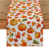 Rudens klevo lapų moliūgų akvarelė stalo bėgikas Virtuvės valgomojo stalo dekoravimas vidaus lauko namų stalo bėgikams