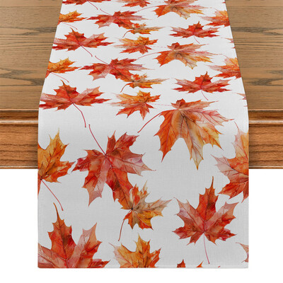 Rudens klevo lapų moliūgų akvarelė stalo bėgikas Virtuvės valgomojo stalo dekoravimas vidaus lauko namų stalo bėgikams