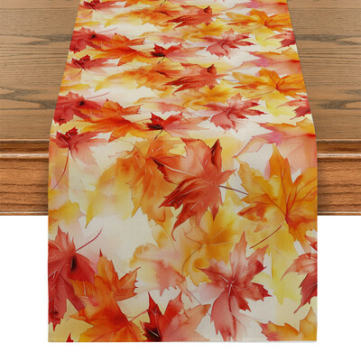Rudens klevo lapų moliūgų akvarelė stalo bėgikas Virtuvės valgomojo stalo dekoravimas vidaus lauko namų stalo bėgikams