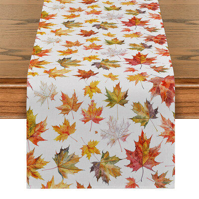 Rudens klevo lapų moliūgų akvarelė stalo bėgikas Virtuvės valgomojo stalo dekoravimas vidaus lauko namų stalo bėgikams