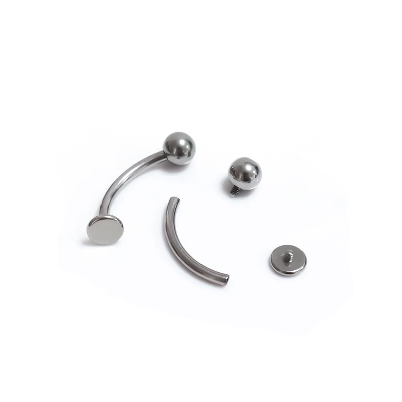 1 ks piercing do pupka s vnútorným závitom z titánu G23, 14g, 6-14mm, okrúhla guľôčka s plochou základňou, závesný krúžok do pupka