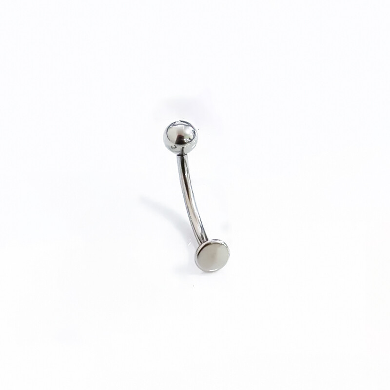 1 ks piercing do pupka s vnútorným závitom z titánu G23, 14g, 6-14mm, okrúhla guľôčka s plochou základňou, závesný krúžok do pupka