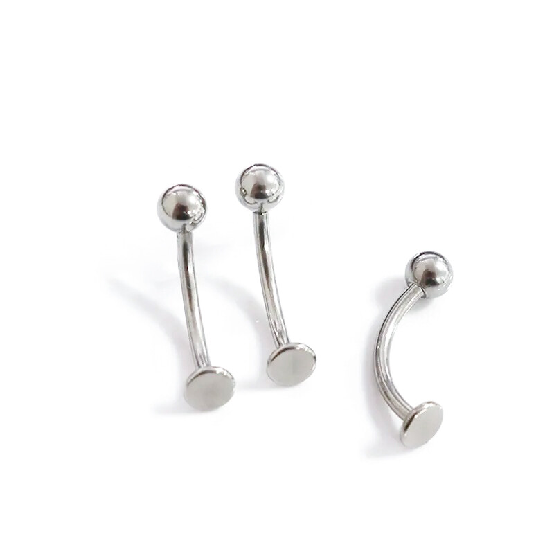 1 ks piercing do pupka s vnútorným závitom z titánu G23, 14g, 6-14mm, okrúhla guľôčka s plochou základňou, závesný krúžok do pupka