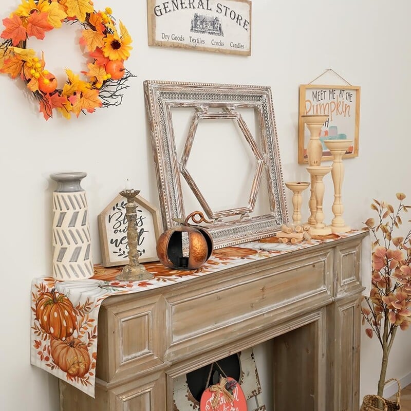 Buffalo pledas taškiniai moliūgai klevo lapai rudeniniai skalbiniai stalo bėgikai Vestuvių vakarėlio dekoras Plaunamas virtuvės valgomojo stalo dekoras