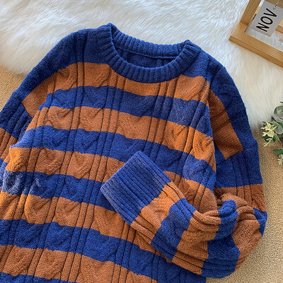 Πλεκτό πουλόβερ ανδρικό πουλόβερ φθινοπώρου χειμερινού αντίθεσης 2023 Μαύρο κόκκινο ριγέ Πουλόβερ Hot Sale Πλεκτά A116