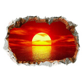 3D Broken Wall Art Ocean Sunrise Landscape Αυτοκόλλητα τοιχογραφίας βινυλίου Διακοσμήσεις σπιτιού Σαλόνι Υπνοδωμάτιο Υπνοδωμάτιο με θέα στη θάλασσα Ταπετσαρία αφίσας