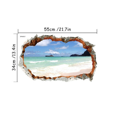 3D Broken Wall Art Ocean Sunrise Landscape Αυτοκόλλητα τοιχογραφίας βινυλίου Διακοσμήσεις σπιτιού Σαλόνι Υπνοδωμάτιο Υπνοδωμάτιο με θέα στη θάλασσα Ταπετσαρία αφίσας