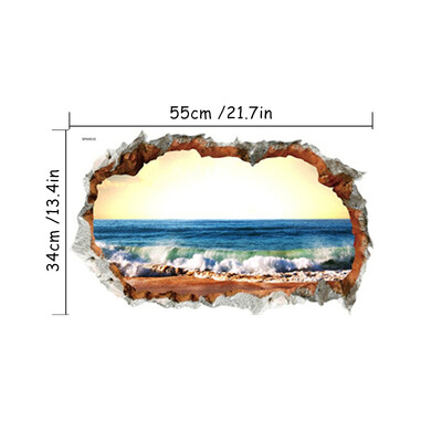 3D Broken Wall Art Ocean Sunrise Landscape Αυτοκόλλητα τοιχογραφίας βινυλίου Διακοσμήσεις σπιτιού Σαλόνι Υπνοδωμάτιο Υπνοδωμάτιο με θέα στη θάλασσα Ταπετσαρία αφίσας