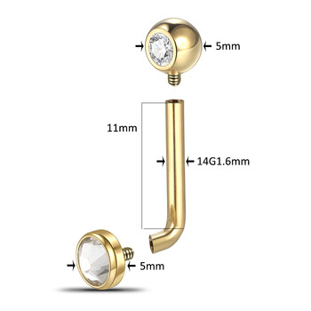 1 ΤΕΜ. G23 Titanium Christina Vertical Hood Piercings Lip Rings CZ Crystal Brown Piercings Belly Rings Body Jewelry 14G