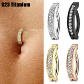 1PC Implant Grad G23 Titanium Cz Inel pentru buric Inel pentru sept Inel Clicker pentru buric Inel pentru buric Curbat Barbell Piercing Bijuterii