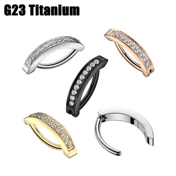 1 τμχ εμφύτευμα βαθμού G23 Titanium Cz Δαχτυλίδι κοιλιακού δαχτυλιδιού Septum Ring Clicker Belly Clip Δαχτυλίδι αφαλού Καμπυλωτό κόσμημα διάτρησης μπάρα