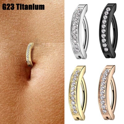 1 τμχ εμφύτευμα βαθμού G23 Titanium Cz Δαχτυλίδι κοιλιακού δαχτυλιδιού Septum Ring Clicker Belly Clip Δαχτυλίδι αφαλού Καμπυλωτό κόσμημα διάτρησης μπάρα