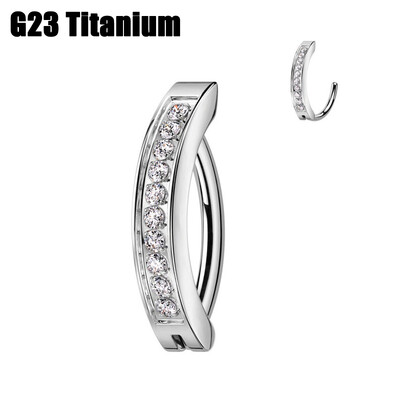 1PC Implant Grad G23 Titanium Cz Inel pentru buric Inel pentru sept Inel Clicker pentru buric Inel pentru buric Curbat Barbell Piercing Bijuterii