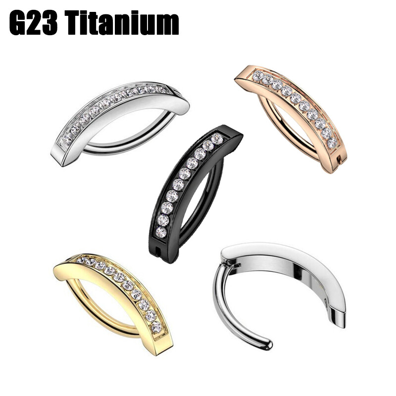 1PC Implant Grad G23 Titanium Cz Inel pentru buric Inel pentru sept Inel Clicker pentru buric Inel pentru buric Curbat Barbell Piercing Bijuterii