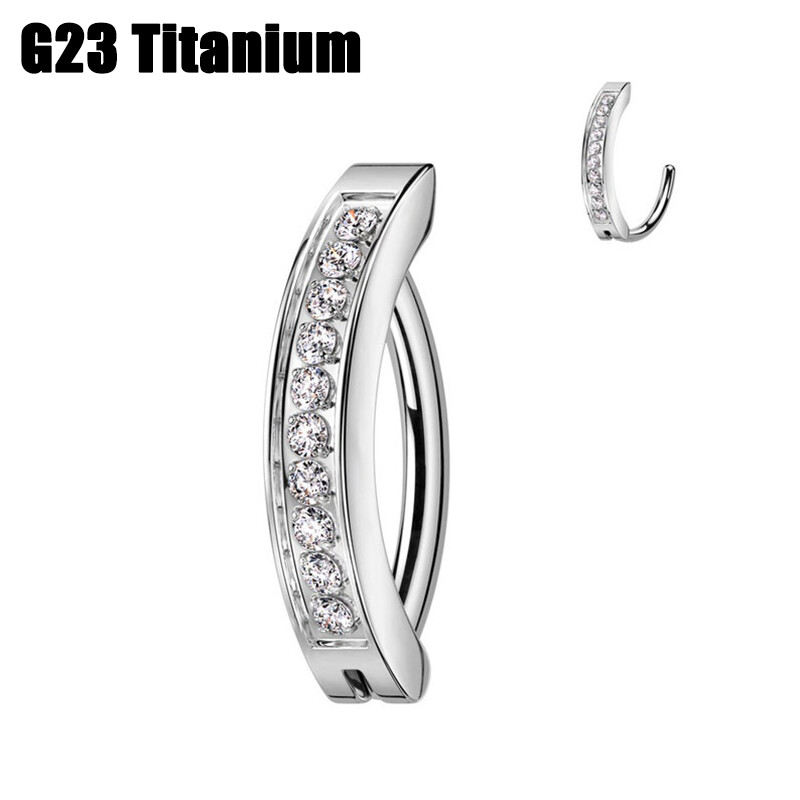 1PC Implant Grad G23 Titanium Cz Inel pentru buric Inel pentru sept Inel Clicker pentru buric Inel pentru buric Curbat Barbell Piercing Bijuterii