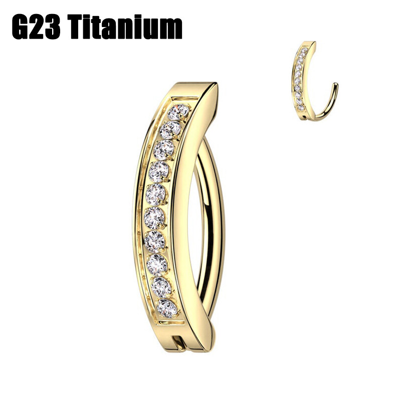 1PC Implant Grad G23 Titanium Cz Inel pentru buric Inel pentru sept Inel Clicker pentru buric Inel pentru buric Curbat Barbell Piercing Bijuterii