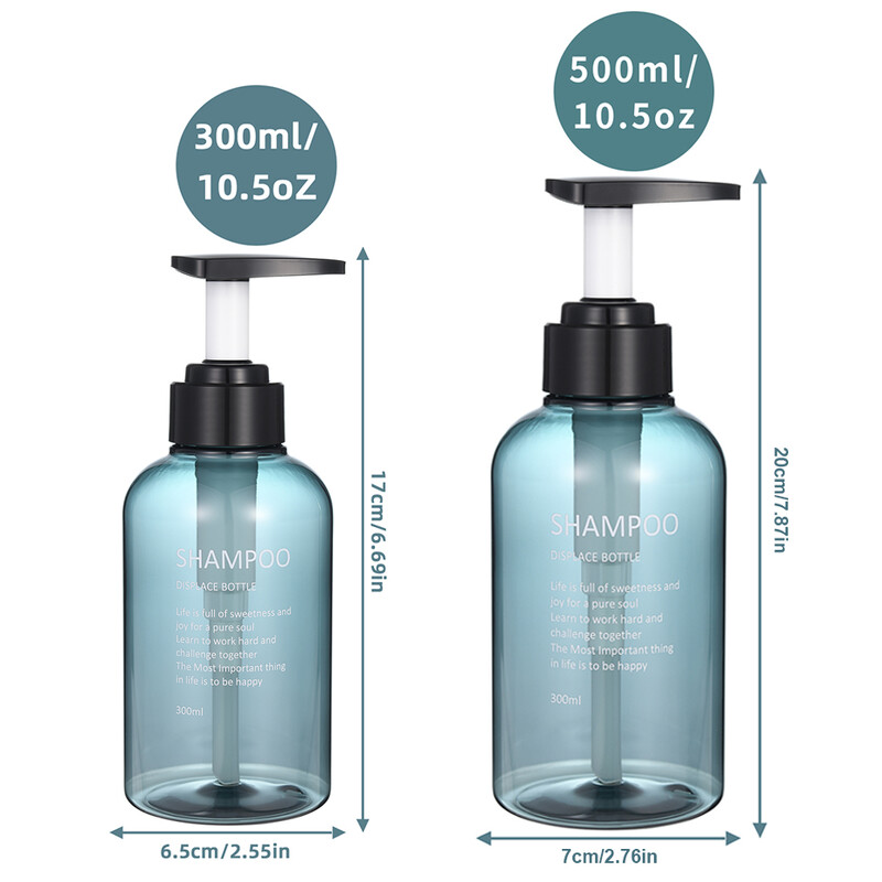 Újratölthető sampon balzsam testápoló adagolókészlet nyomtatott betűkkel fürdőszobai szappanpalack adagoló zuhanyszivattyús sampon adagoló