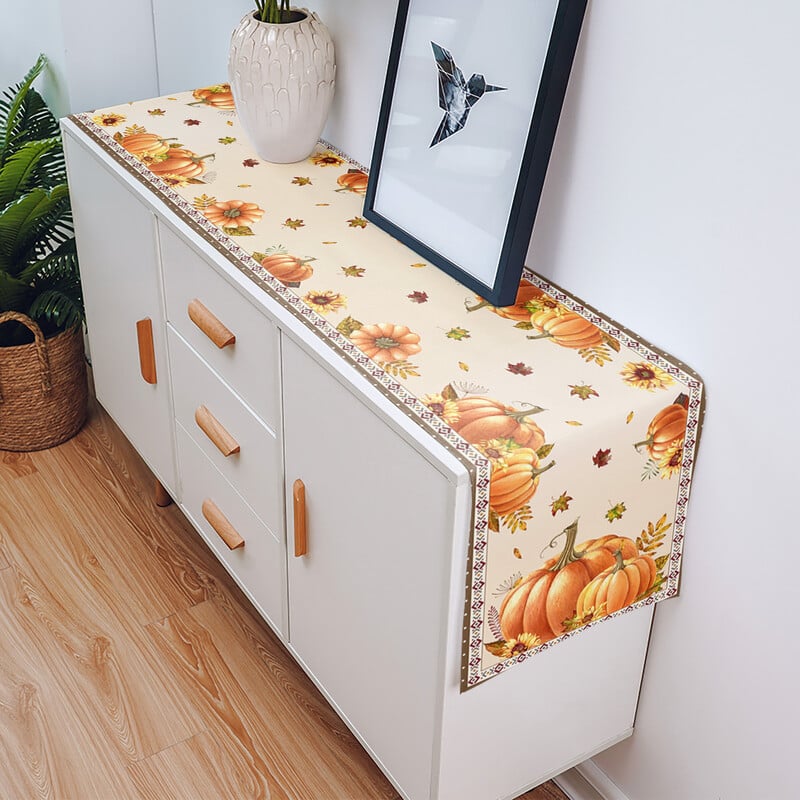 Rudens moliūgų klevo lapų Kalėdų stalo bėgikas Vestuvinis papuošimas Lininis valgomojo stalo bėgikas Kalėdų papuošimas 2023 m.