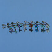 F136 Σετ τρυπήματος φρυδιών από τιτάνιο Opal Zircon 16G Εσωτερική κλωστή Μπανάνα με κυρτό χείλος Κοσμήματα για τρύπημα αφαλού