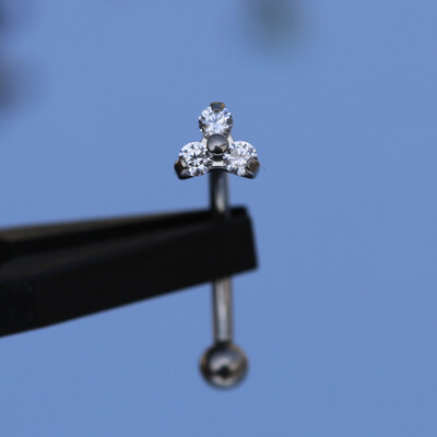 F136 Σετ τρυπήματος φρυδιών από τιτάνιο Opal Zircon 16G Εσωτερική κλωστή Μπανάνα με κυρτό χείλος Κοσμήματα για τρύπημα αφαλού