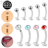 ZS 1 kom F136 G23 prsten od titanijskog čelika za pupak za muškarce žene 14G piercing za pupak s ravnim leđima CZ kristalni nakit za tijelo 6-14 mm